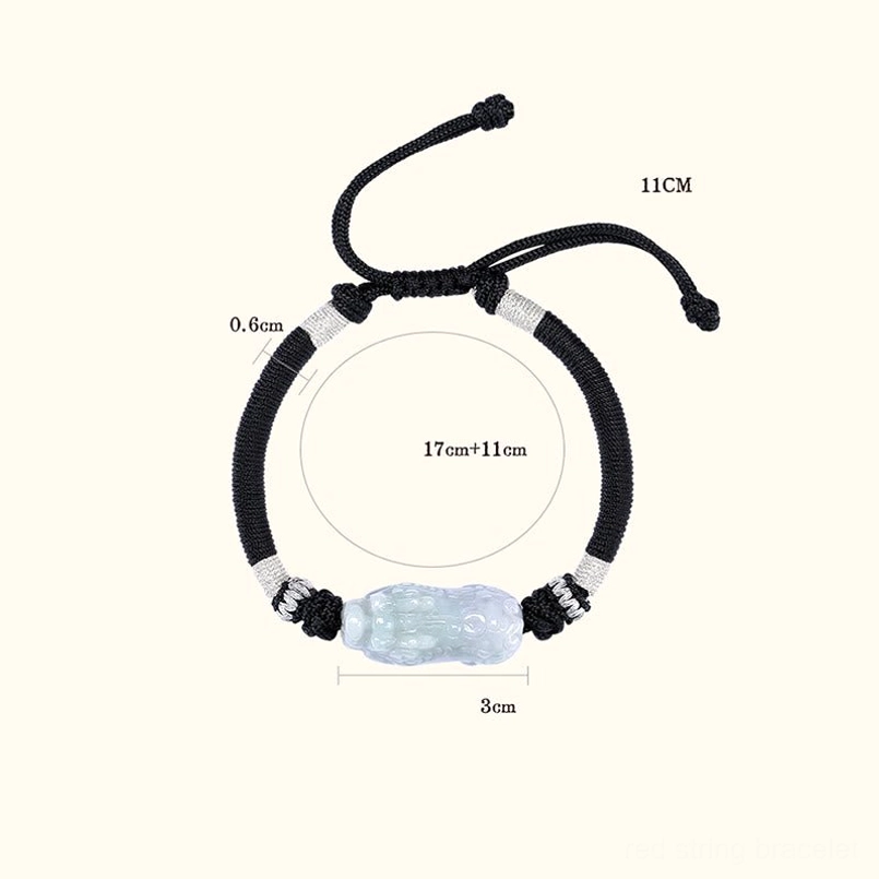 Natural jade Pixiu talisman for wealth attraction - complete bracelet profile