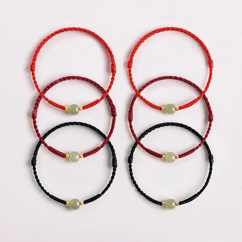 Jade red string prosperity bracelet for abundance and protection - lifestyle wear