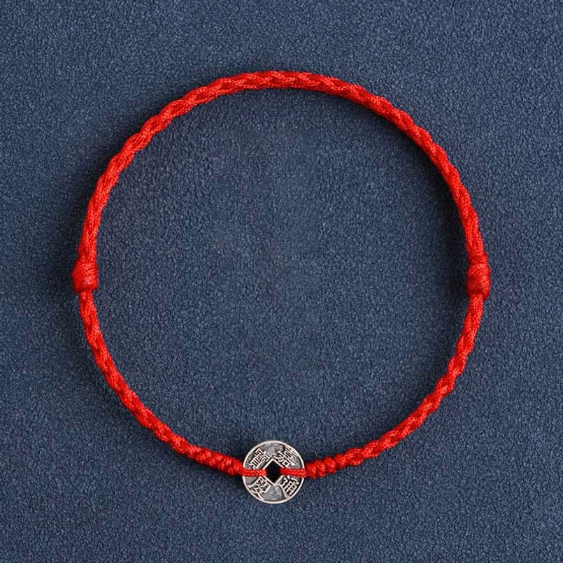 Jiaqing Emperor coin Five Emperor Coins red string bracelet with peace and stability symbol