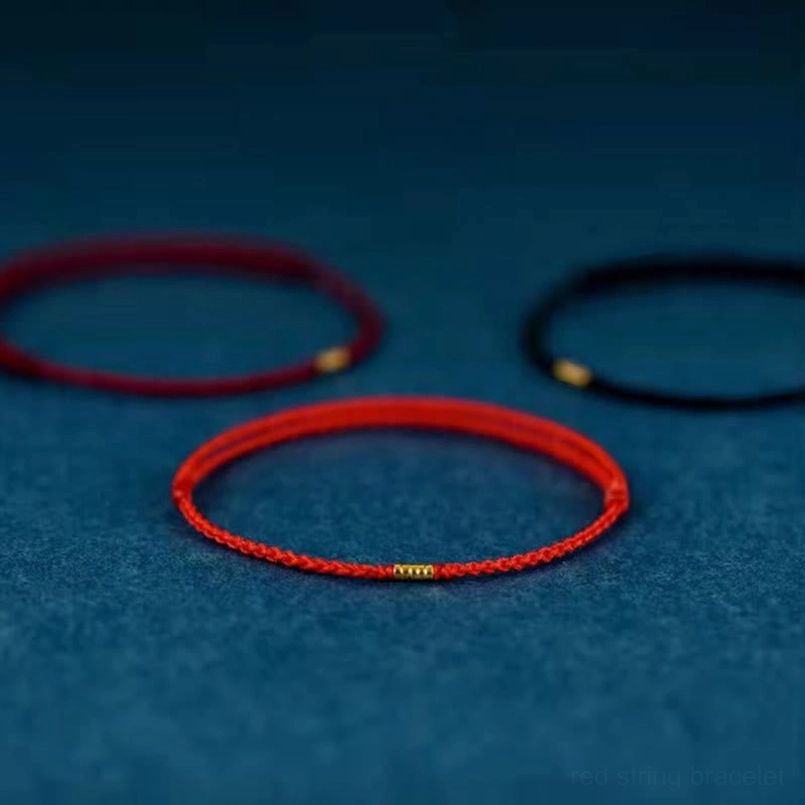 Kabbalah red string protection bracelet with blessing detail