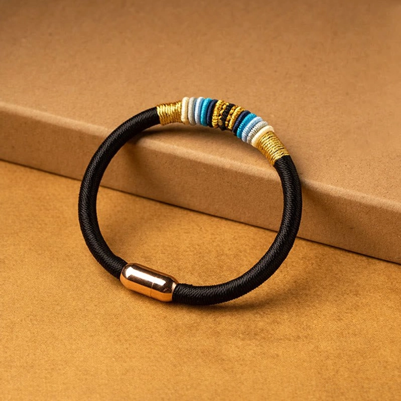Black rope classic King Kong Knot design bracelet with magnetic buckle