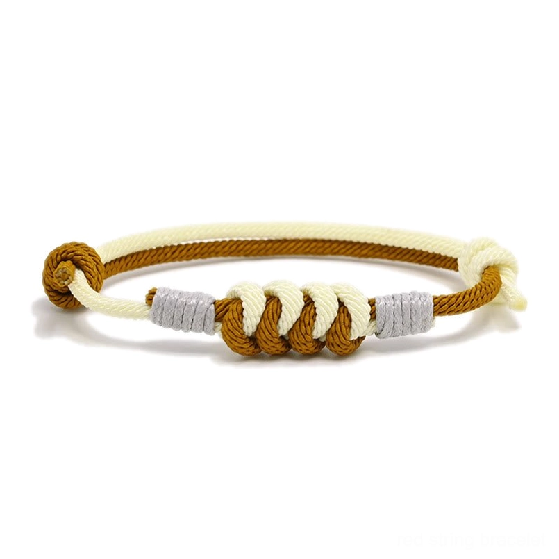 Brown and beige King Kong knot string bracelet, earth-tone spiritual protection charm