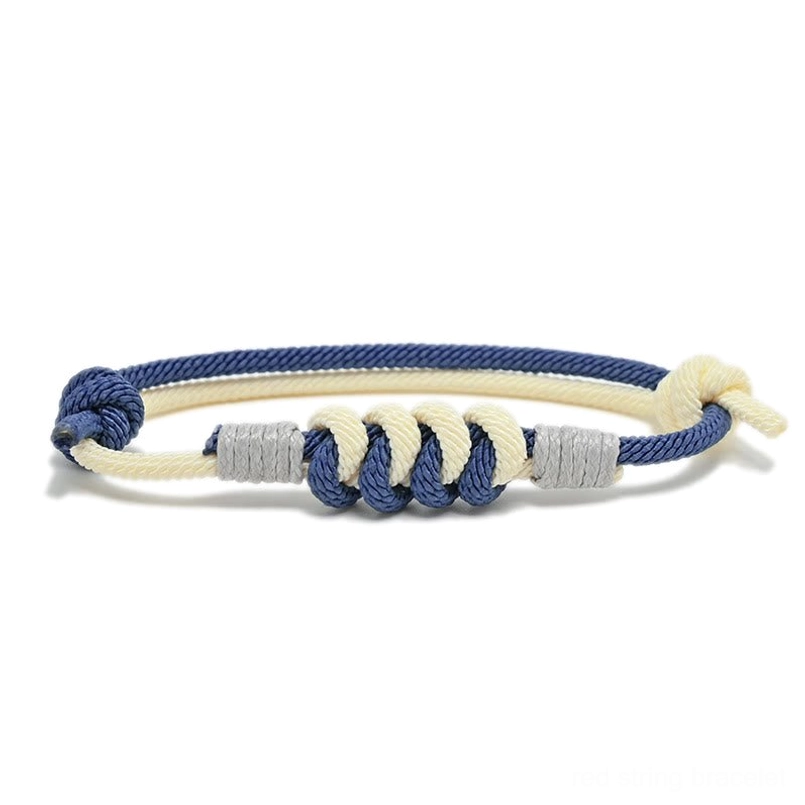 Dark blue and gray King Kong knot bracelet, handcrafted braided string with copper knot