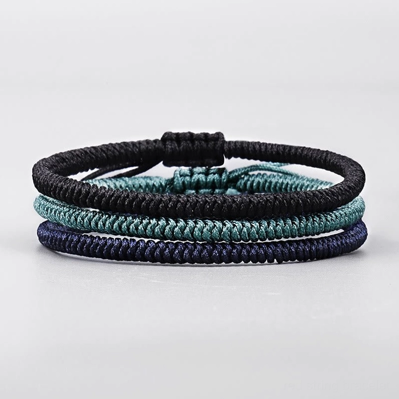 3-piece King Kong knot amulet bracelets flat lay top view handcrafted design
