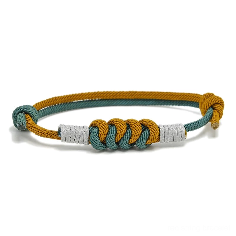 Green and brown King Kong knot protection bracelet, natural earth tones spiritual charm