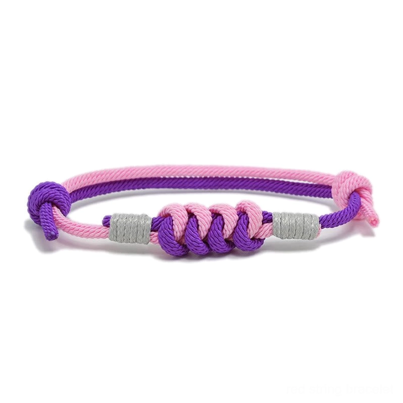 Pink and purple King Kong knot bracelet, chakra-inspired color combination for emotional balance