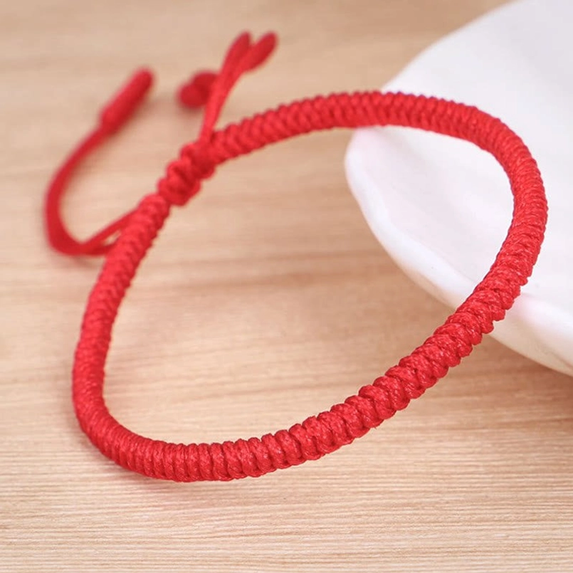 Tibetan King Kong knot red string bracelet blessing spiritual protection close-up detail