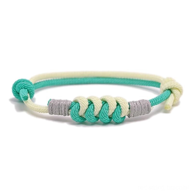 Teal and gray King Kong knot protection bracelet, braided cord with sacred knot detail