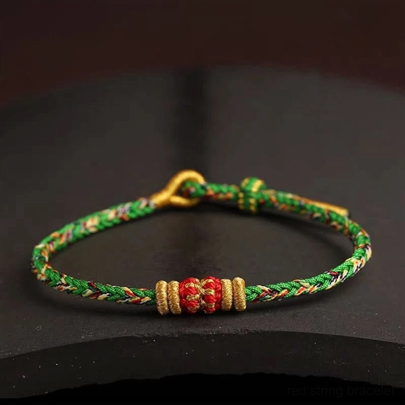 Color variety of King Kong Knot Tibetan lucky bracelets all with matching gold knot accents