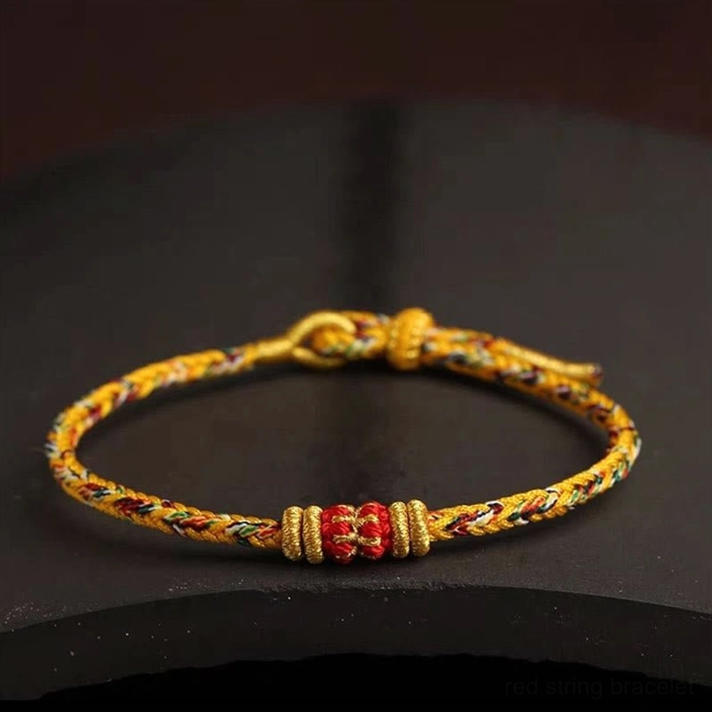 King Kong Knot Tibetan lucky bracelet braided multicolor strands with protective gold knots