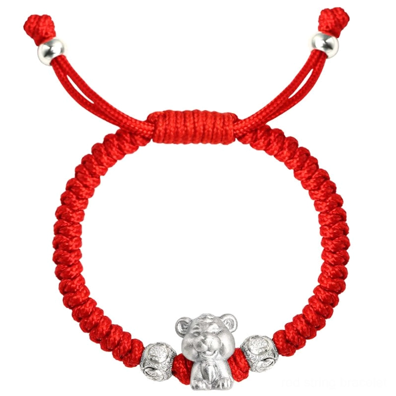 Tibetan King Kong knot 999 sterling silver zodiac red string bracelet protection amulet