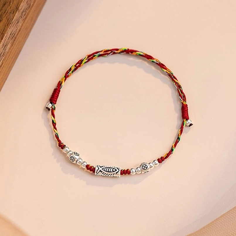 Red string koi fish bracelet gift for prosperity luck and love destiny Kabbalah protection