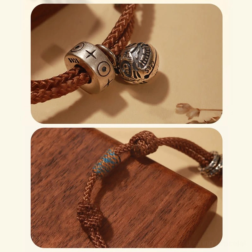 Complete view of red string koi fish bracelet all charm variations