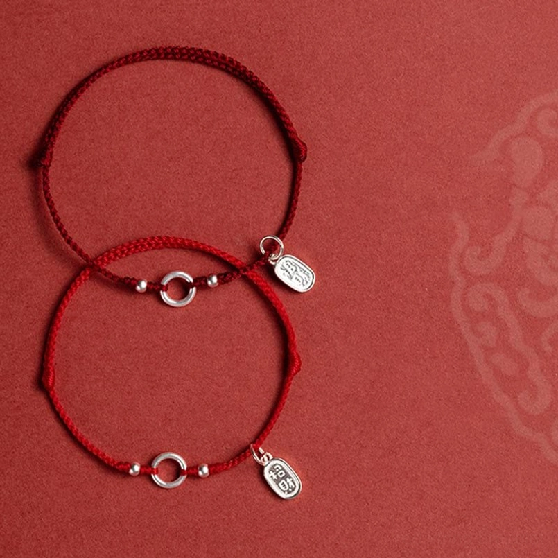 lotus charm red string bracelet 925 sterling silver spiritual protection