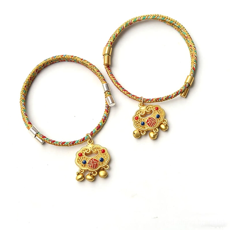 Pet collars gold and silver clasps blessing lock pendants braided colorful straps