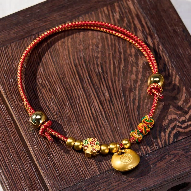 Lucky protection pet collar red string with traditional charm and spiritual meaning
