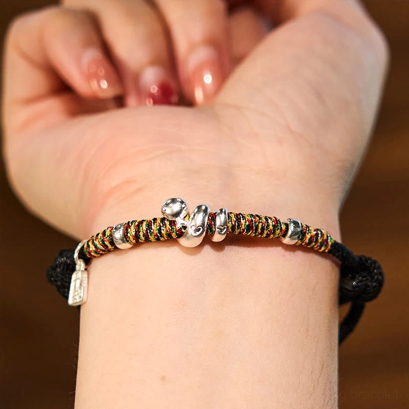 999 Sterling Silver Year of Snake Red String Bracelet full product shot