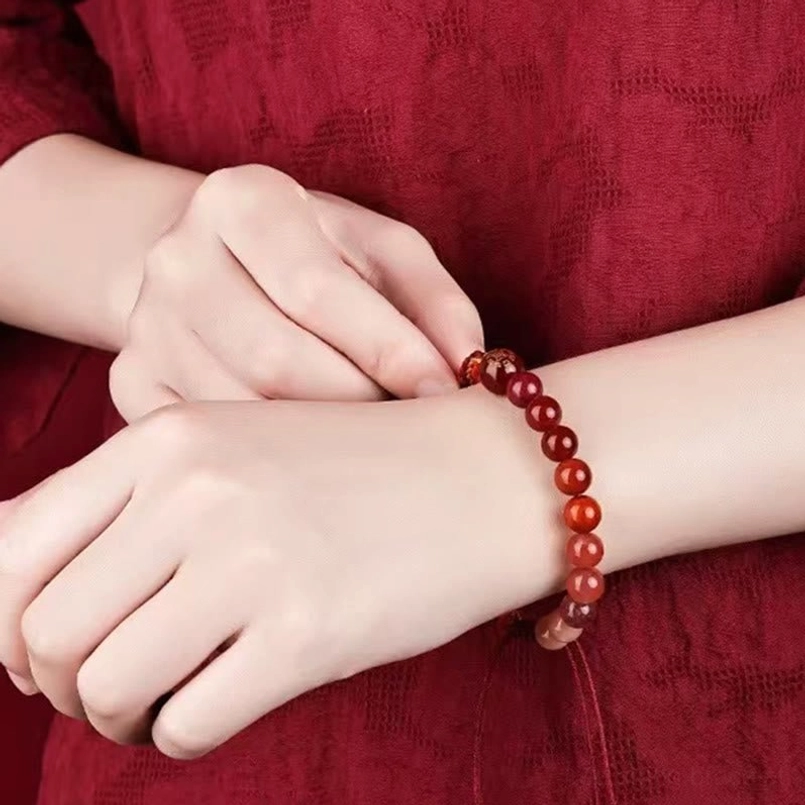 Metal element white crystal feng shui reincarnation knot bracelet close-up detail