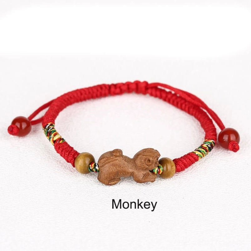 Monkey zodiac red string bracelet witty charm