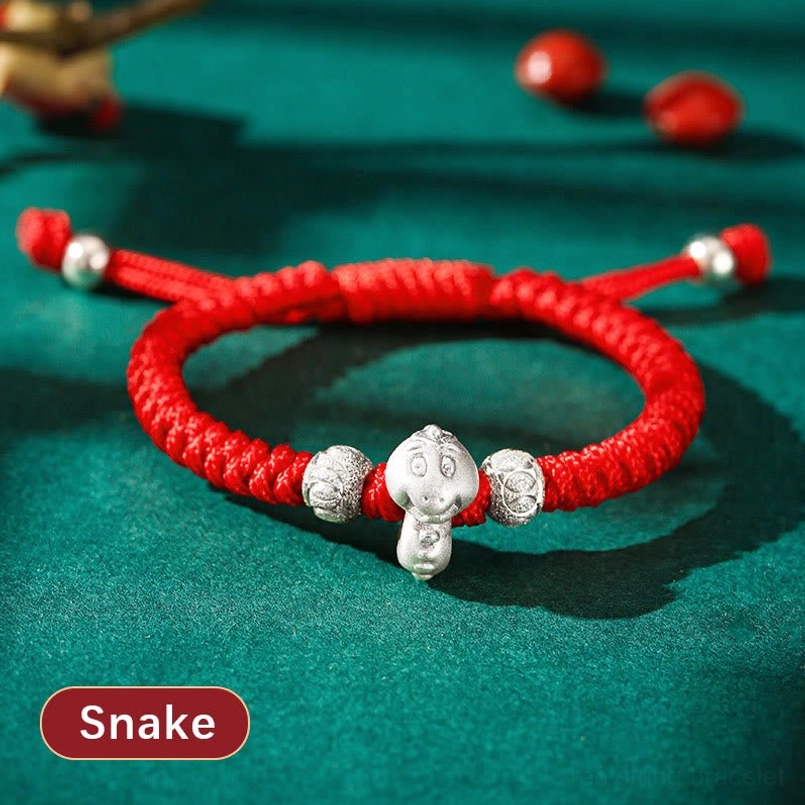 Monkey Chinese zodiac 999 sterling silver red braided rope bracelet playful charm kids