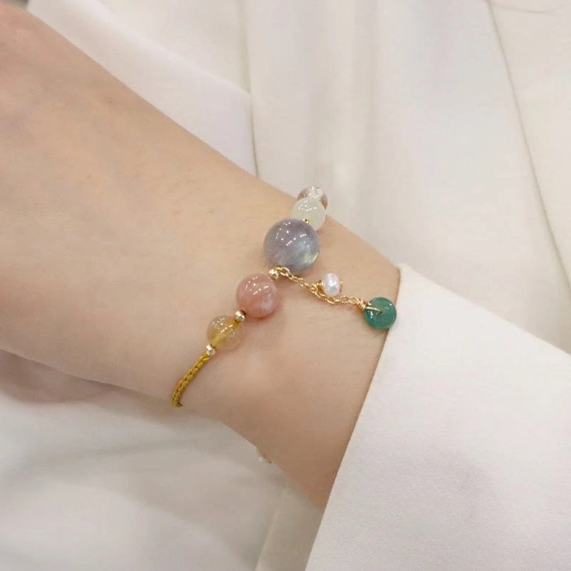 Moonstone sunstone bracelet size options wrist circumference adjustable fit