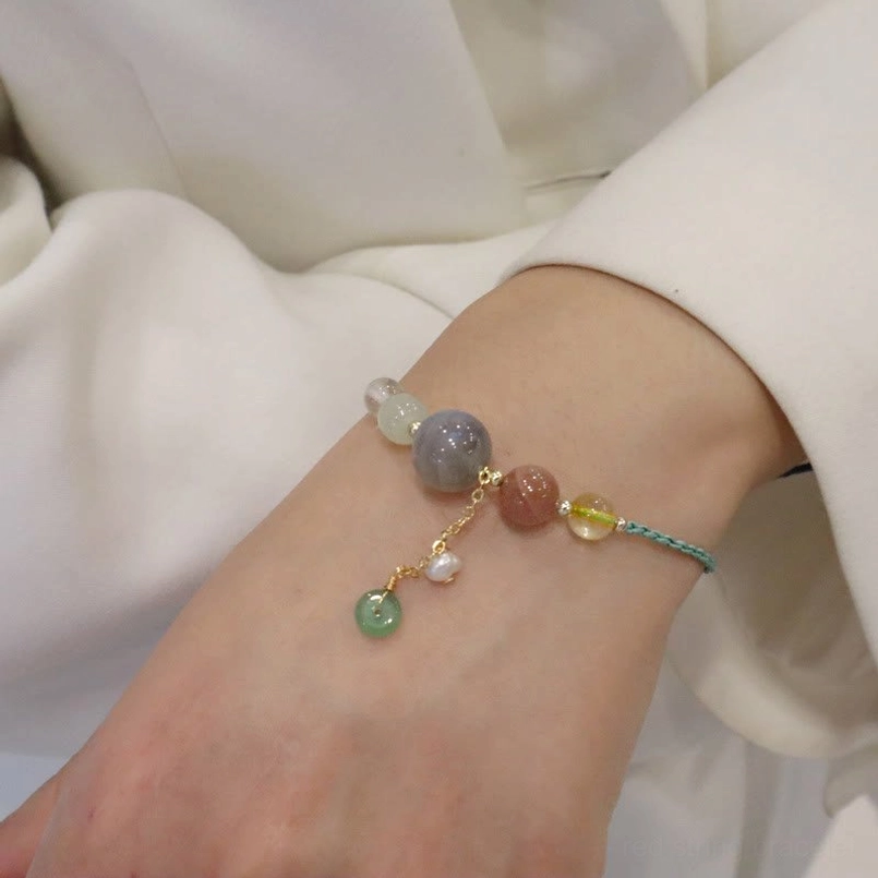 Moonstone peace buckle bracelet close-up gemstone bead quality craftsmanship detail