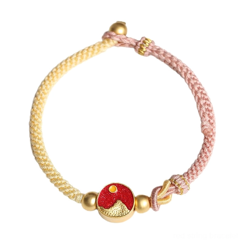 Mountain sea couple bracelet with handmade copper charm showing intricate artisan craftsmanship details