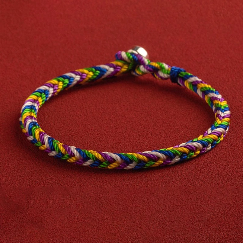 Multicolor five-element lucky bracelet with sacred geometry and spiritual meaning