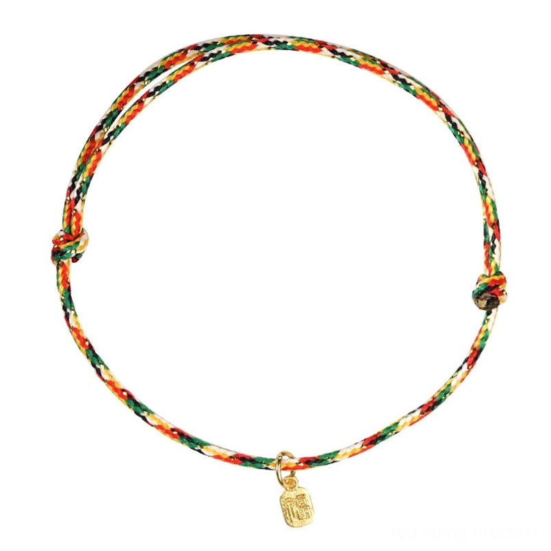 Multicolor Fu character lucky red string bracelet product detail shot