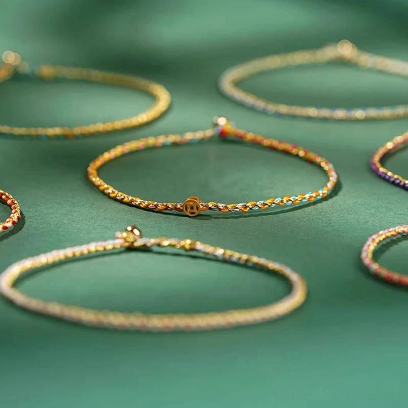 Multicolor lucky coin bracelet showcasing rich color palette and traditional craftsmanship