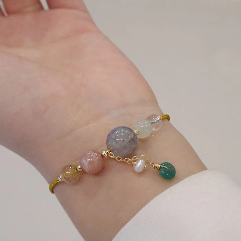 Multicolor moonstone peace buckle bracelets collection healing jewelry set