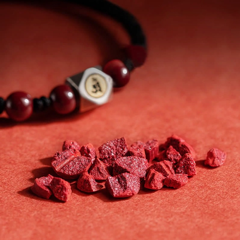 Natural cinnabar bead texture and color zodiac natal buddha bracelet quality detail