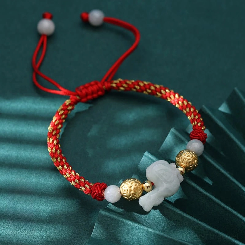 Natural jade zodiac bracelet red cord protection energy healing