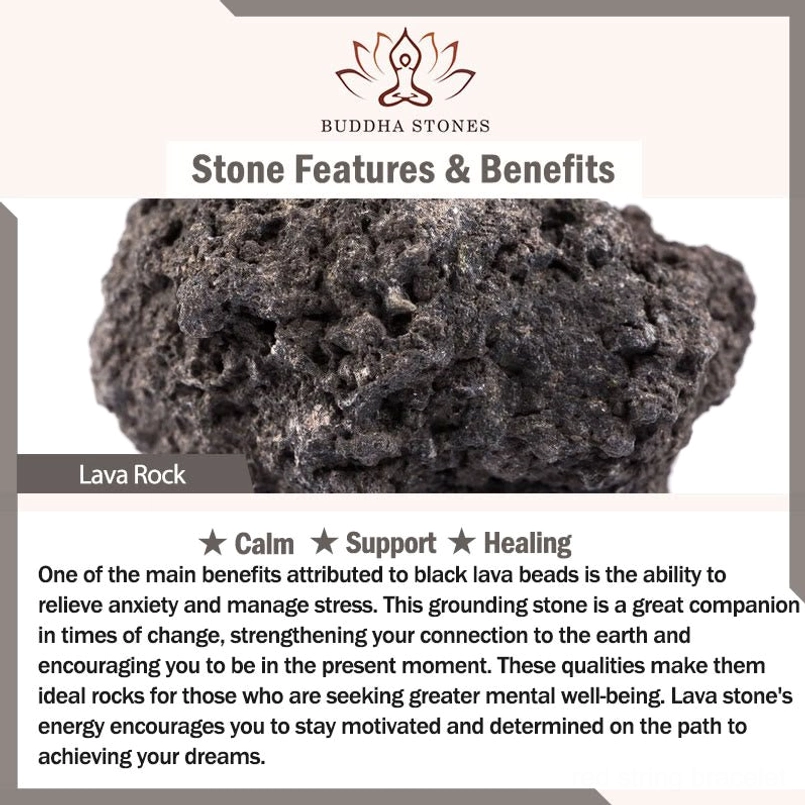 Natural lava rock healing benefit illustration for luck bracelet