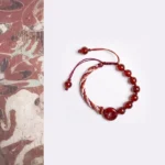 Natural Red Agate Peace Buckle Red String Bracelet Top Flat Lay View