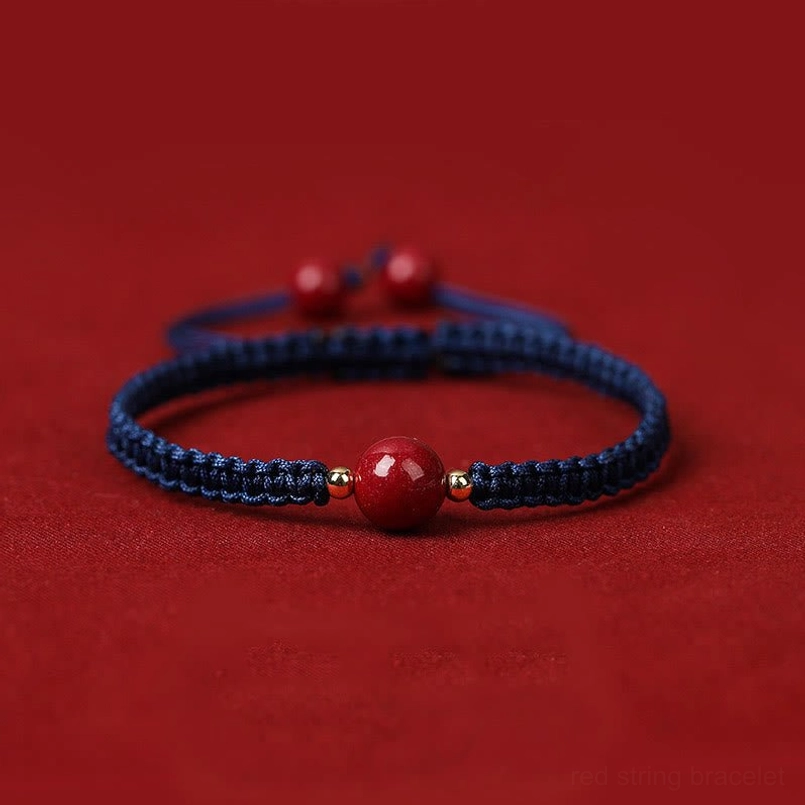 Navy blue style cinnabar red string bracelet protection and blessing symbolism
