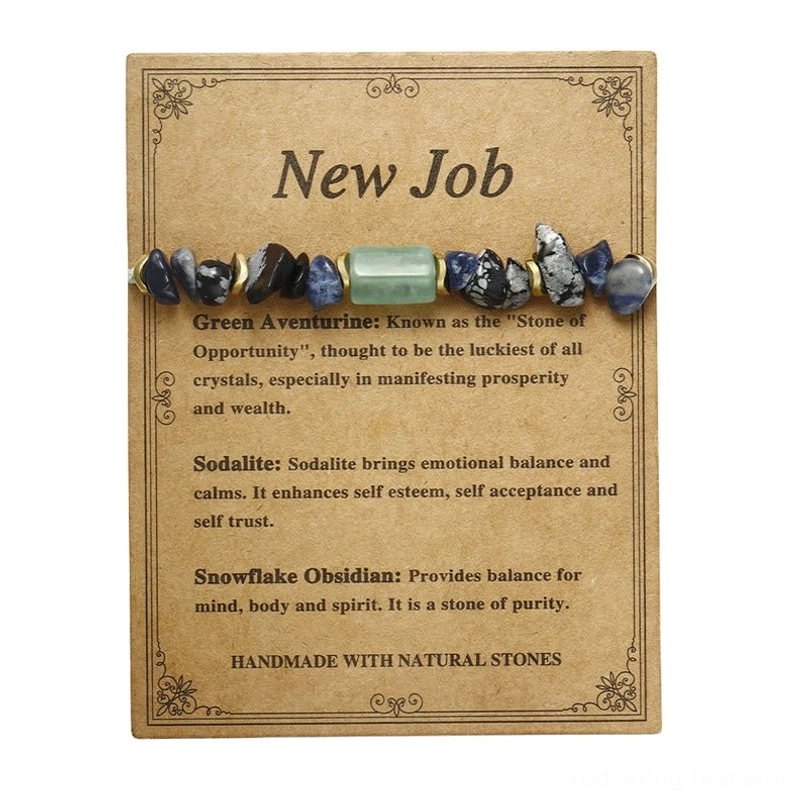 New Job career success bracelet natural stone chips green bead mix