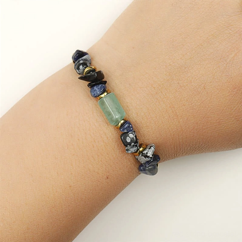 New Job handmade bracelet natural crystal beads with gold metal accents