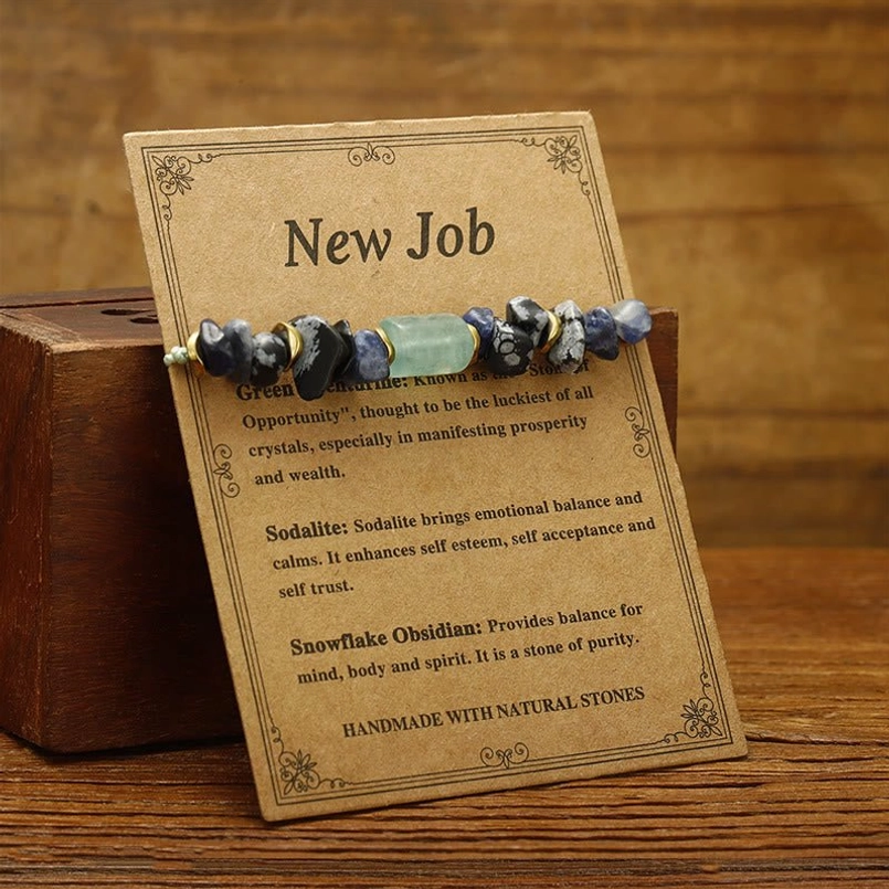 New Job natural stone bracelet side angle with mixed crystal beads