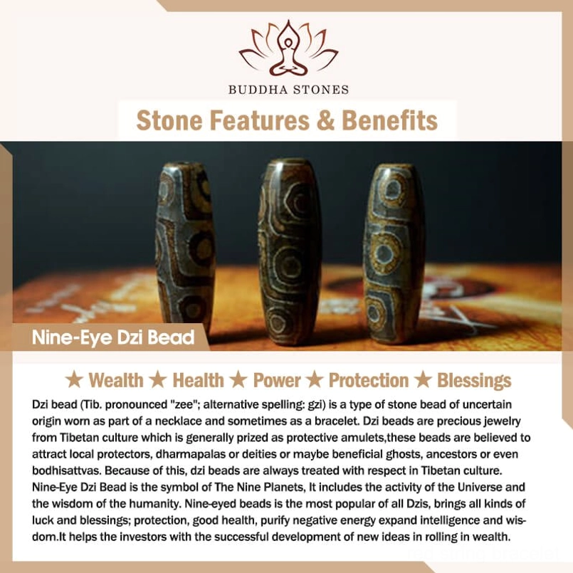 Nine Eye Dzi Bead Spiritual Benefits Introduction Display