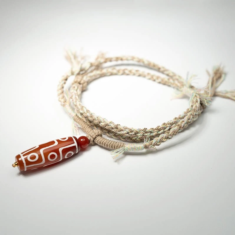Nine Eye Dzi Bead Power Rope Bracelet Oblique Top View