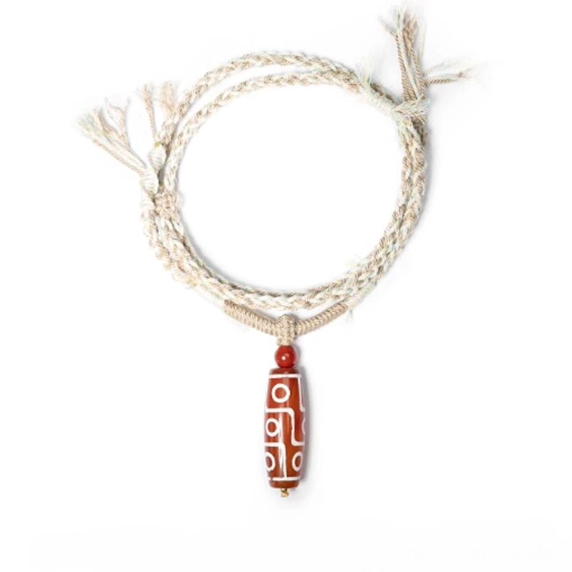 Nine Eye Dzi Bead Red String Bracelet Full Detail Display