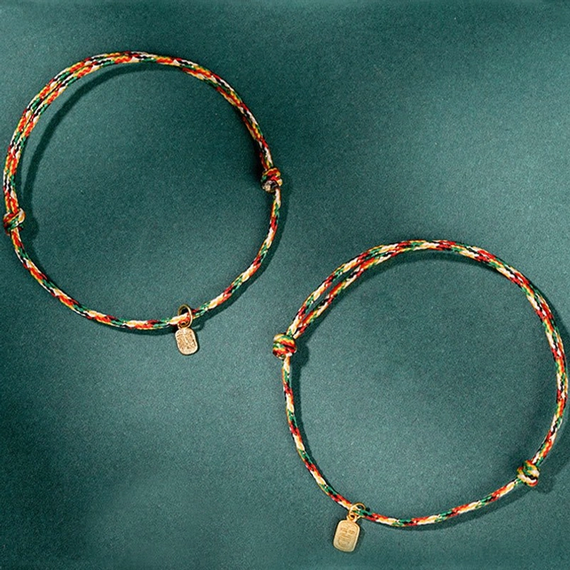 Nine grid showcase of multicolor lucky bracelets with different styles