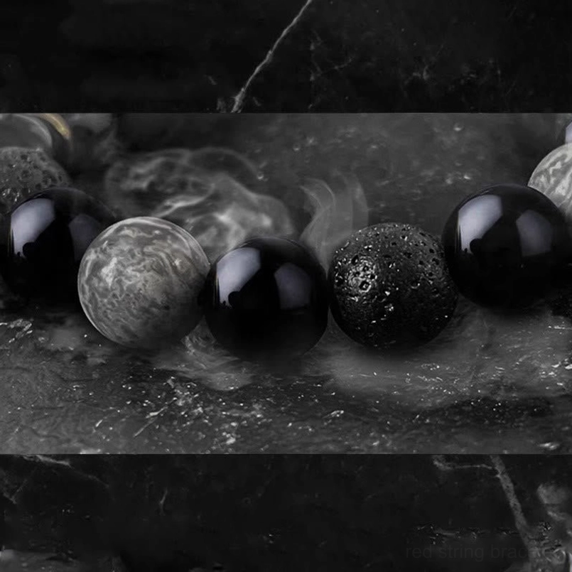 Black obsidian lava rock balance bracelet - transformation and inner strength talisman