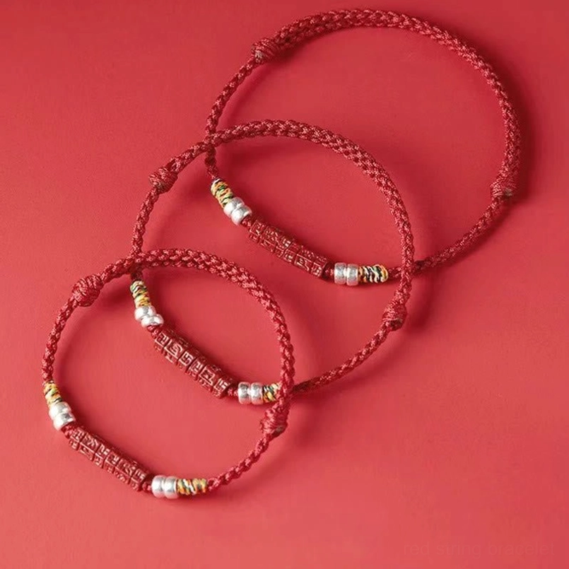 Om Mani Padme Hum red string bracelet available in child and adult sizes
