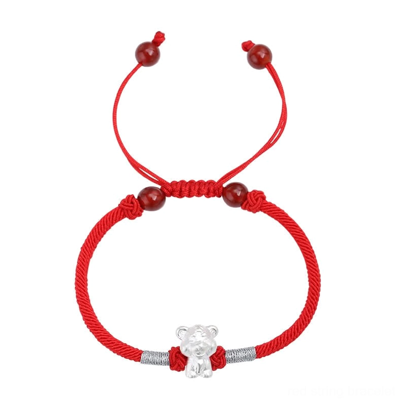 Ox zodiac 999 sterling silver red string bracelet for stability and strength