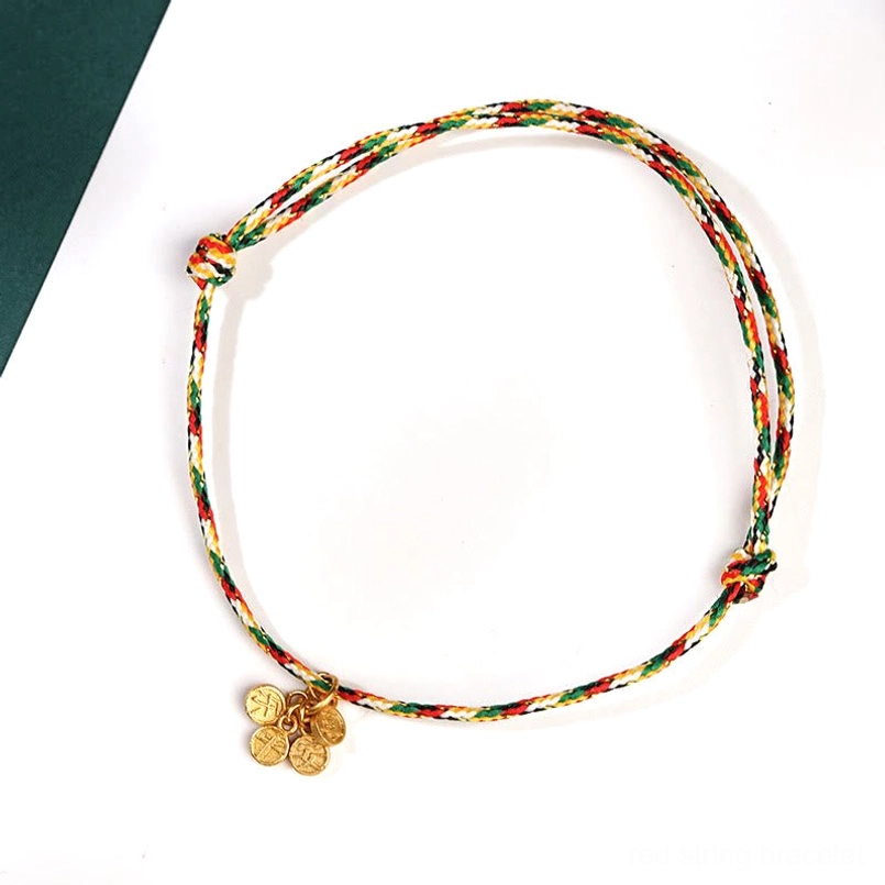 Peace and Joy multicolor lucky red string bracelet product shot