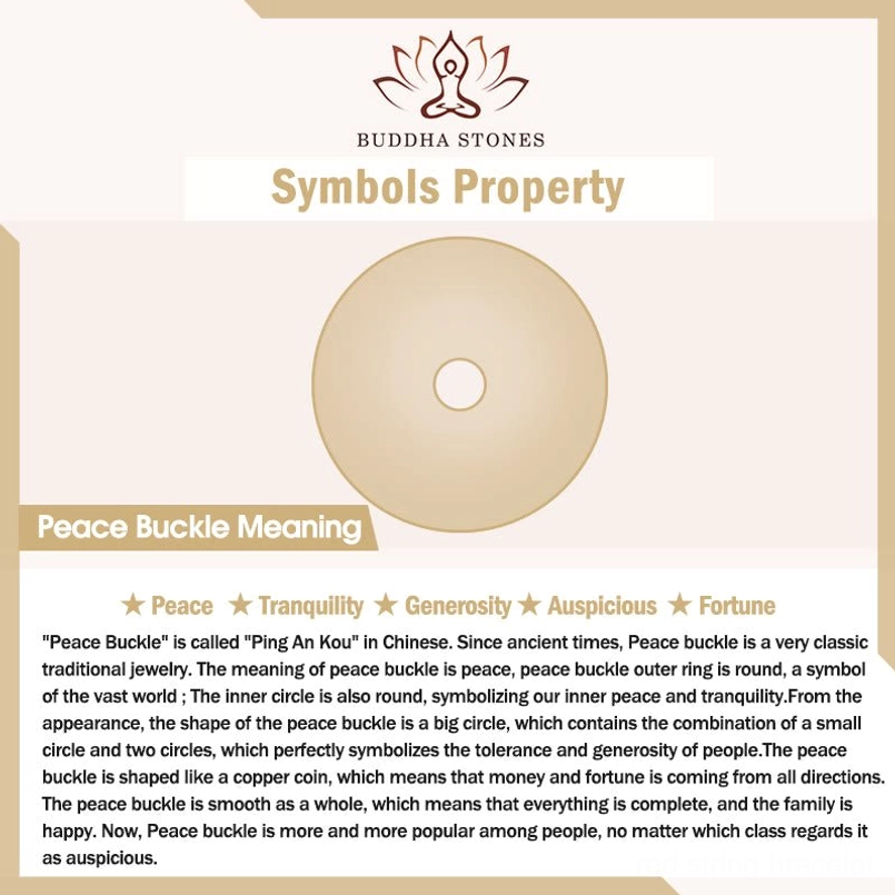 Buddha Stones brand peace buckle bracelet meaning and symbolism information card