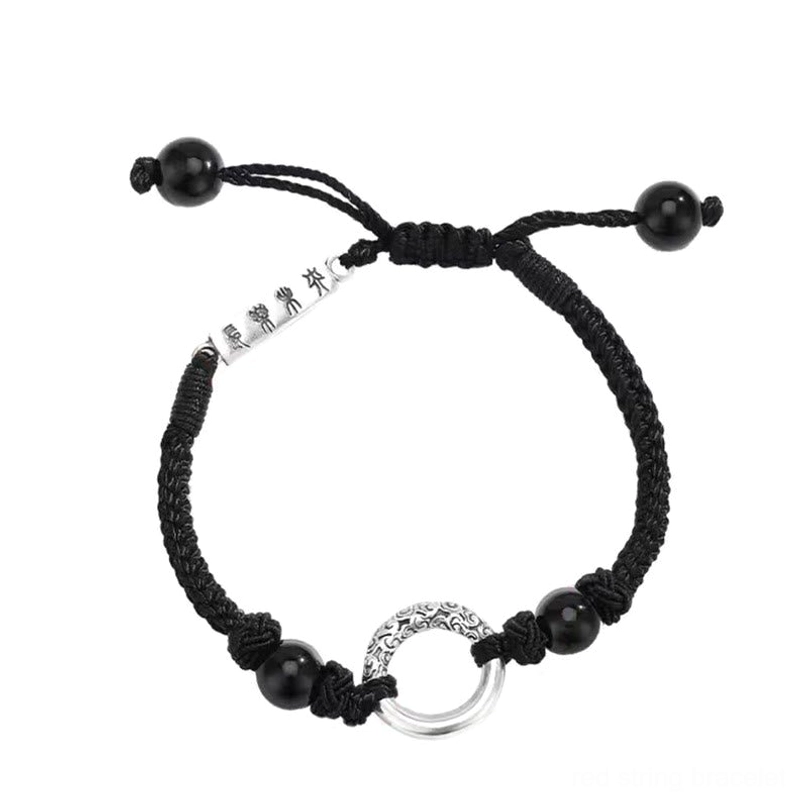 Elegant gift packaging display of 925 silver black onyx peace buckle bracelet
