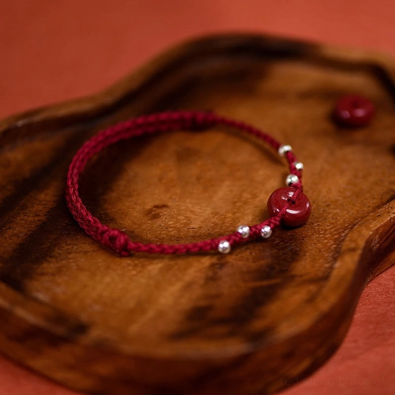 Cinnabar peace buckle red string bracelet adjustable fit wrist and ankle wear